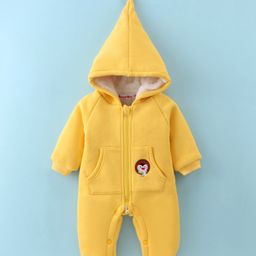 Kookie Kids Full Sleeves Winter Wear Romper with Penguin Embroidery - Yellow-image-84
