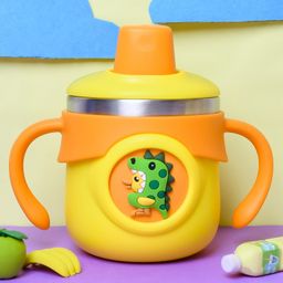 THE LITTLE LOOKERS Stainless Steel Insulated Hot & Cold Sipper Bottle for Kids/Double Wall & Vacuuming/Sipper Cups with Straw/Travelling Water Bottle for Kids with Straw (Yellow - 260ml)-image-84
