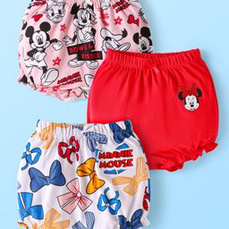 Babyhug Disney Single Jersey Knit Bloomers with Minnie Mouse Graphics Pack of 3 - Red White & Pink-image-59