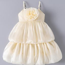 Mark & Mia Singlet Sleeves Layered Party Dress with Floral Corsage - Beige-picture-28