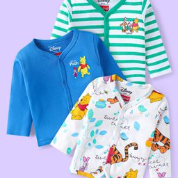 Babyhug Disney Interlock Knit Half Sleeves Jhablas with Winnie & Friends Graphics Pack of 3 - Blue White & Green-image-67