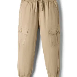 Pine Kids Cotton Elastane Woven Full Length Solid Color Trousers with Cargo Pocket - Khaki-picture-18
