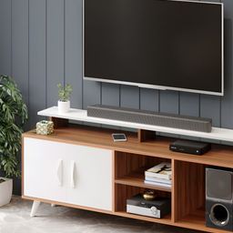 bluewud Skiddo Brown & White Wooden TV Entertainment Unit With Cabinets-image-97
