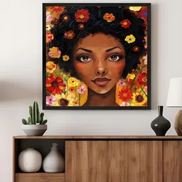 999Store Red & Yellow Woman Printed Canvas Wall Art-image-84