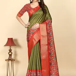 J 6 DESIGNER Ethnic Motifs Woven Design Checked Saree-picture-6