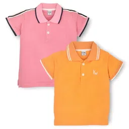 BAESD Pack Of 2 Boys Solid Polo Collar Cotton T-shirts-image-52