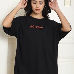 Metronaut Women Pack of 2 Lion King Typography Printed Cotton Oversized T-shirts-image-24
