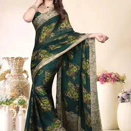 MAGNEITTA Floral Pure Chiffon Saree-picture-21