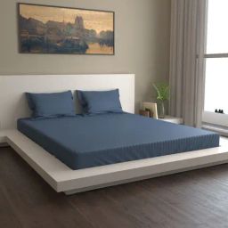 Mark Home Premium Stripes 400 TC Navy Bed Sheet Set-image-94