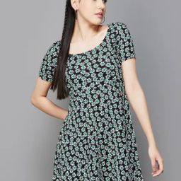Ginger by Lifestyle Black Floral Print A-Line Dress-image-81