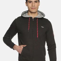 Force NXT Grey Cotton Regular fit Solid Hooded Sweatshirt-61