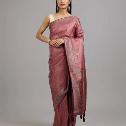 Mohey Pink Art Silk Woven Saare with Unstitshed Blouse-image-22