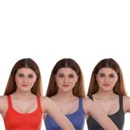 AROUSY Blue & Orange Cotton Beginner's Bras - Pack Of 3-picture-43