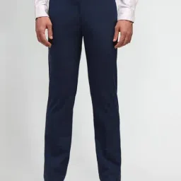 Arrow Blue Slim Fit Self Pattern Trousers-picture-33