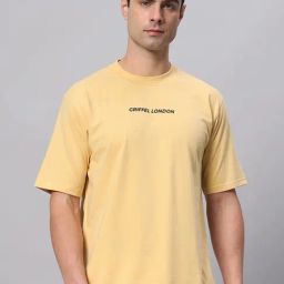 Griffel Yellow Cotton Loose Fit Printed T-Shirt-picture-27