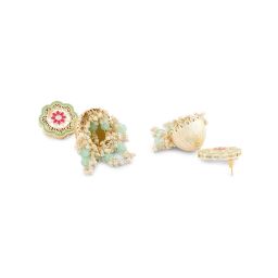 Zaveri Pearls Green & Pink Meenakari Kundan & Cluster Beads Jhumki Earring-ZPFK14715 image 5