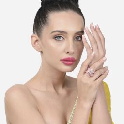 Zaveri Pearls Pink Dazzling Cubic Zirconia Party Bling Statement Brass Ring-ZPFK15434 image 5