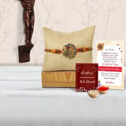 eCraftIndia Assorted Gold Rakhi with Man Showpiece-image-3