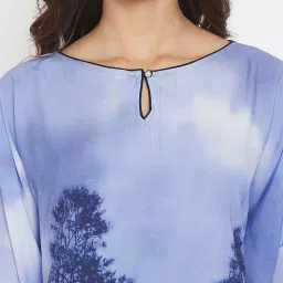 The Kaftan Company Blue Printed Kaftan Pyjama Set image 5