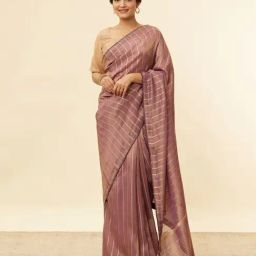Mohey Purple Organza Embroidered Saare with Unstitshed Blouse-image-13
