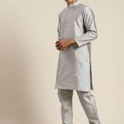 SOJANYA Mandarin Collar Regular Kurta With Churidar & With Nehru Jacket image 5