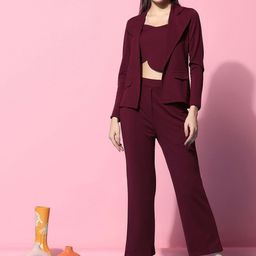 WATAY V-Neck Sleeveless Top & Jacket With Trousers Co-Ords-image-91