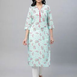 Aurelia Green Regular Fit Floral Kurta-image-46
