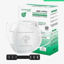 Allsense N95 FFP2 5 Layer Anti Pollution Face Mask with Ear Loop - Pack of 10 (White)-24