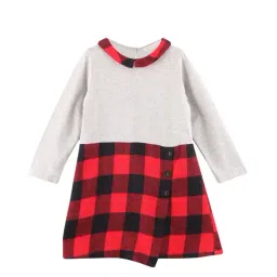 Beebay Kids Red & Grey Checks Dress-image-9