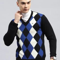 Monte Carlo Black Regular Fit Checks Pullover-picture-22