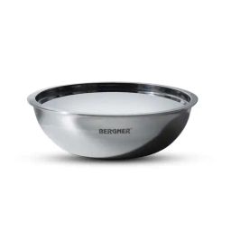 Bergner Triply Silver Stainless Steel Induction Base Tasra 28 cm diameter with Lid - Set of 1-19