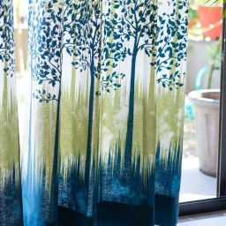 Urban Space Blue Cotton Window Curtain With Tieback & Eyelet - Set of 2 image 5