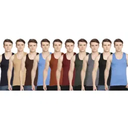 Dollar Bigboss Multicolored Cotton Regular Fit Vests (Pack of 10)-image-56
