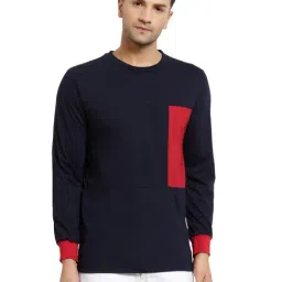 Kalt Navy Regular Fit Colour Block SweatShirt-36