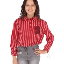 Cutecumber Kids Maroon Striped Full Sleeves Top-image-35