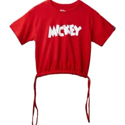 The Souled Store Kids Red & White Cotton Printed Mickey Mouse T-Shirt-image-10
