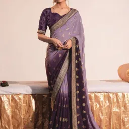 Satrani Purple Woven Saree With Unstitched Blouse-picture-33