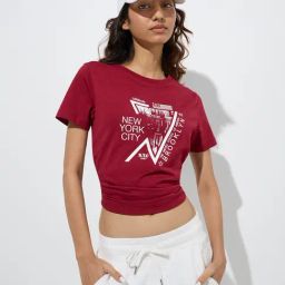 Studiofit by Westside Maroon Cityscape-Inspired Cotton T-Shirt-image-37