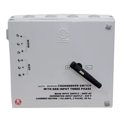 KISLAY Auto-Manual Changeover Switch Steel Sheet Enclosure 3 Phase 4 Pole 500 A 440 V AC White, 500 KAMCSFE-15