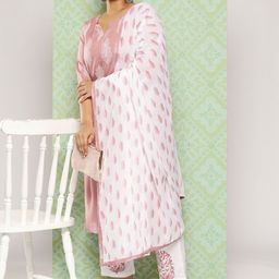 Yufta Women Plus Size Ethnic Motifs Printed Regular Kurta with Trousers & With Dupatta image 5