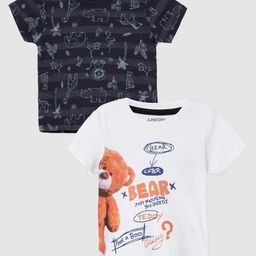 Juniors by Lifestyle Boys Pack of 2 Conversational Printed T-shirts-image-33