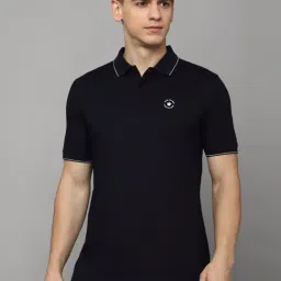 Louis Philippe Navy Cotton Regular Fit Polo T-Shirt-picture-11