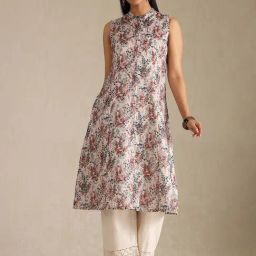Soch Multi-Color Linen Floral Kurta With Unstitched Sleeves-picture-23