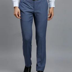 Reid & Taylor Blue Regular fit Solid Trousers-image-19