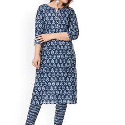 Cloth Bites Floral Printed Regular Pure Cotton Straight Kurta with Trousers-image-33
