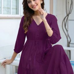 Janasya Purple Solid Dress-picture-47