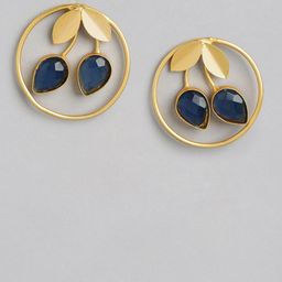 Anouk Gold Plated Artificial Stones Studded Circular Shaped Studs image 3