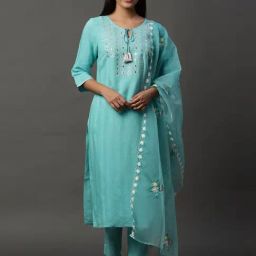 Aurelia Blue Embroidered Dupatta-21
