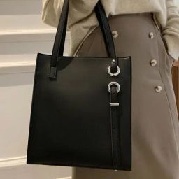 Styli Black Solid Tote Bag-image-99