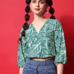 PURVAJA Green Printed Crop Top-picture-46